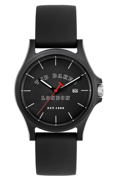 Ted Baker Irby Silicone Strap Watch, 40mm In Black