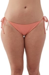 O'neill Saltwater Solids Maracas Side Tie Bikini Bottoms In Coral