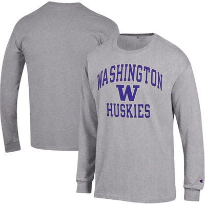 Champion Heather Gray Washington Huskies High Motor Long Sleeve T-shirt