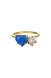 Ettika Cubic Zirconia Double Heart Ring In Blue