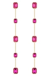 Ettika Baguette Crystal Linear Drop Earrings In Fuchsia