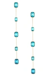 Ettika Baguette Crystal Linear Drop Earrings In Blue/gold