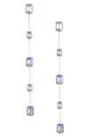 Ettika Baguette Crystal Linear Drop Earrings In Light Amethyst