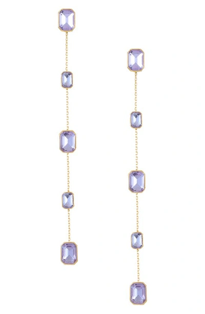Ettika Baguette Crystal Linear Drop Earrings In Light Amethyst