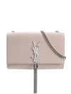 Saint Laurent Textured Monogram Shoulder Bag In Pink