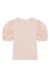 Reiss Alberta - Pink Senior Floral Lace Puff Sleeve T-shirt, Uk 10-11 Yrs