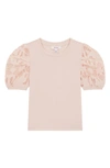 Reiss Girls' Alberta Jr Floral Lace Puff Sleeve T-shirt - Little Kid In Pink