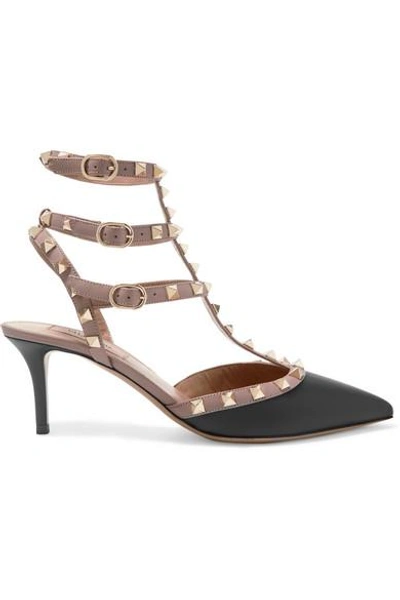 Valentino Garavani Rockstud 65 Two-tone Leather Pumps In Black