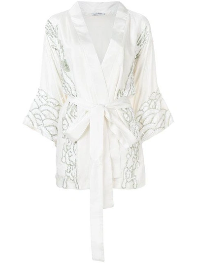 P.a.r.o.s.h Sequin Dragon Embroidered Kimono Jacket In White