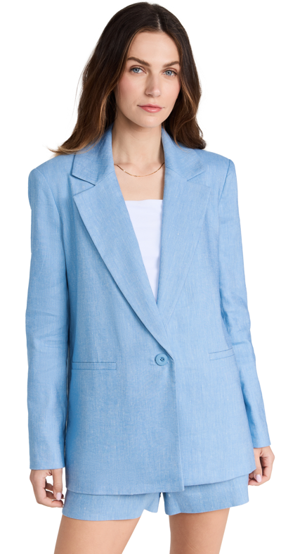 Alice And Olivia Denny Chambray Single-breasted Boyfriend Blazer