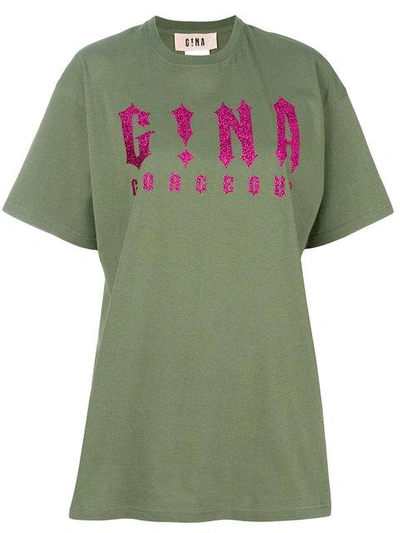 Gina Glitter Logo T-shirt - Green