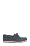 Sebago Portland Roughout Boat Shoe In Blue Navy