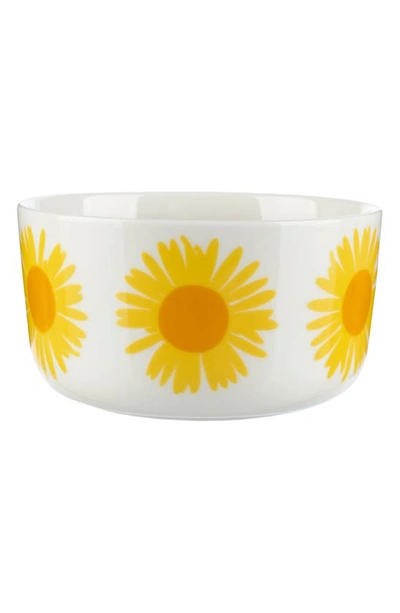 Marimekko Retrofuturism Auringonkukka Bowl In White Yellow