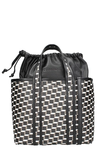 Pierre Hardy Tote Bag In White-black Leather