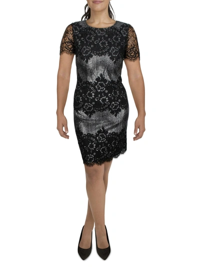 Kensie Womens Lace Scalloped Mini Dress In Black