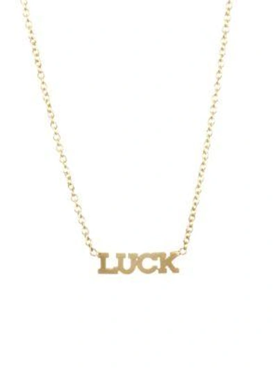 Zoë Chicco Itty Bitty 14k Gold Luck Necklace In Yellow Gold