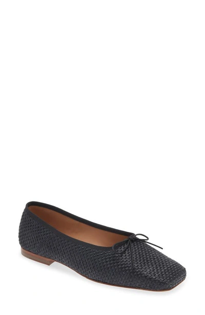 Mansur Gavriel Dream Ballerina Flat In Black Satin