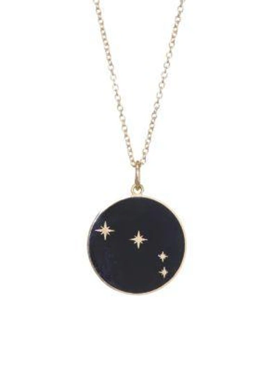 Bare Enamel Aries Pendant With Stars In Black