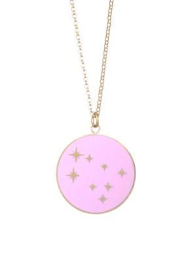Bare Constellation 18k Yellow Gold Gemini Pendant Necklace In Pink