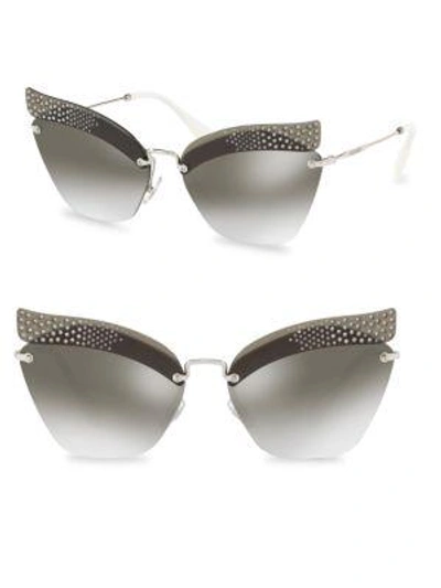 Miu Miu 63mm Mirrored Sunglasses In Grey Mirror Silver