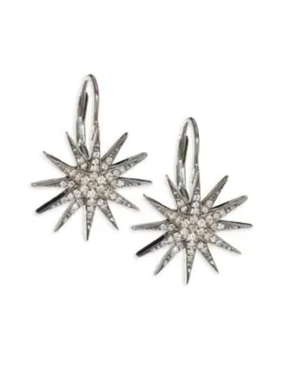 Nina Gilin Diamond Starburst Earrings In Silver