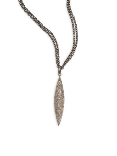 Nina Gilin Diamond Marquis Pendant Necklace In Silver