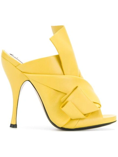 N°21 Nº21 Abstract Bow Stiletto Mules - Yellow & Orange