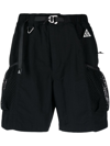 Nike Acg Snowgrass Straight-leg Belted Nylon Cargo Shorts In Black
