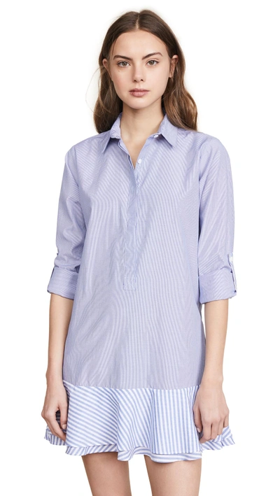 Fred And Sibel Striped Shirtdress In Blue/white Stripe