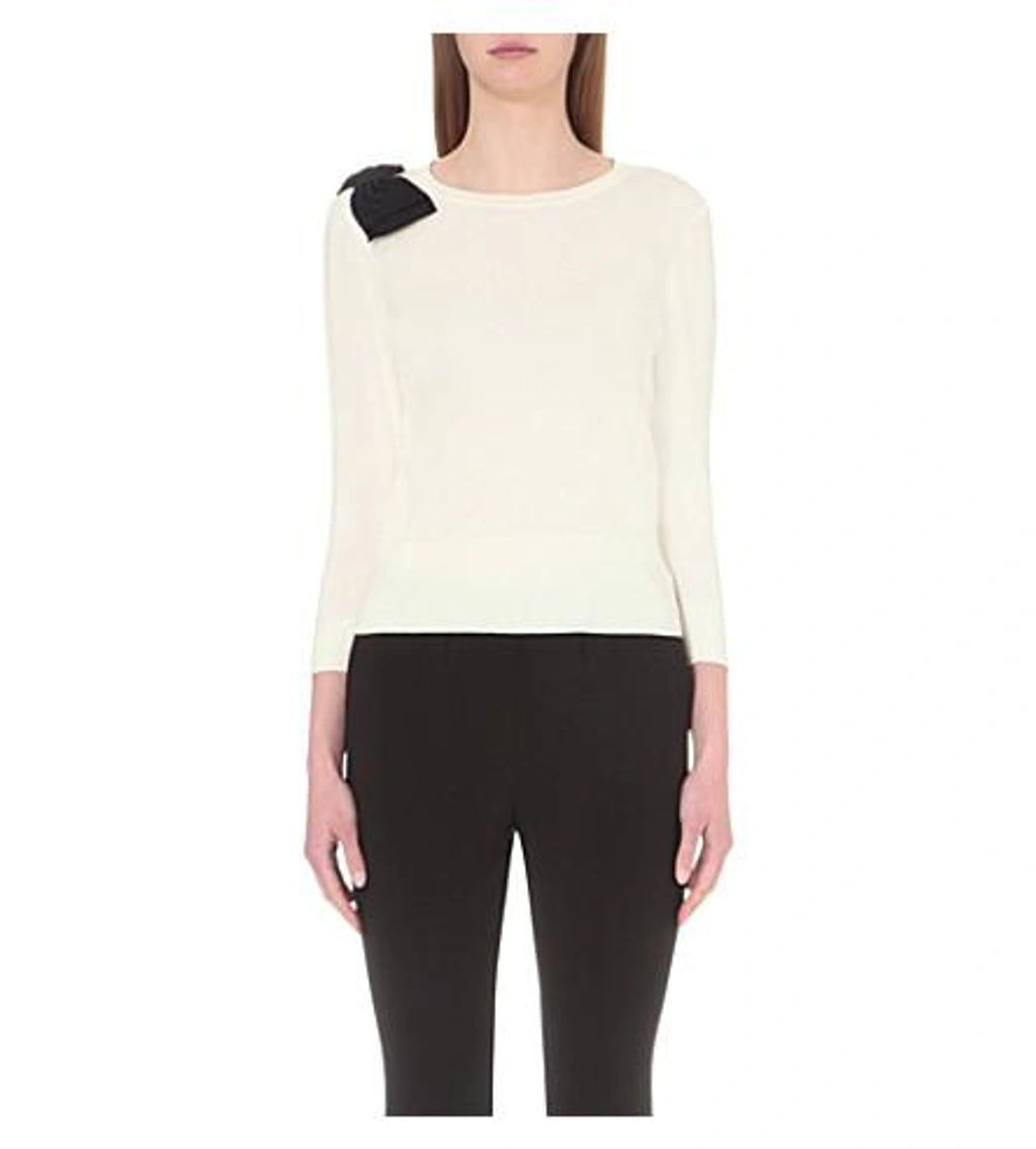 Ted Baker Callah Bow detail Knitted Jumper In Cream ModeSens