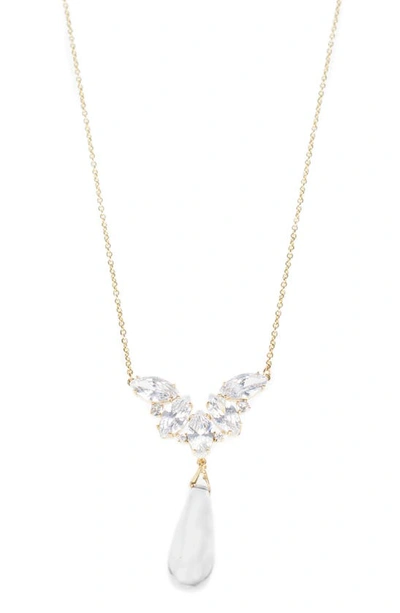 Cz By Kenneth Jay Lane Marquise Cz Cluster Y-necklace In Clear/gold