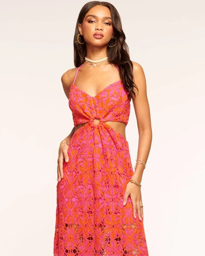 Ramy Brook Dierdre Cutout Maxi Dress In Guava Floral