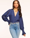 Ramy Brook Noa Embellished Blouse In Spring Navy