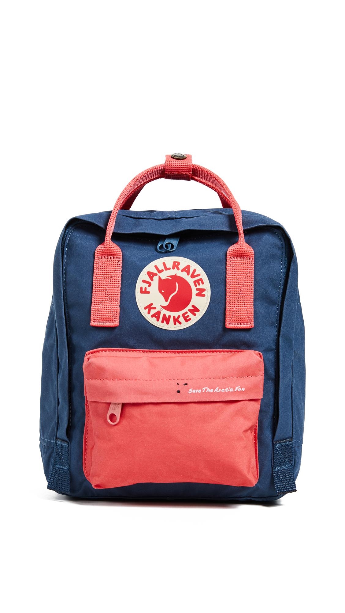 Fjall Raven Save The Arctic Fox Kanken Mini Backpack In Royal Blue/peach Pink