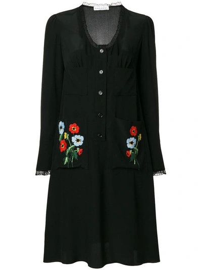 Sonia Rykiel Embroidered Shirt Dress - Black
