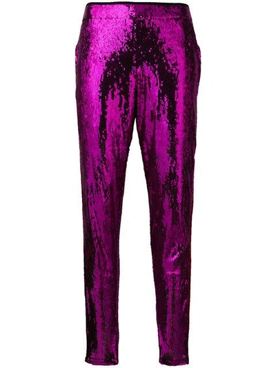Laneus Skinny Sequinned Trousers In Pink