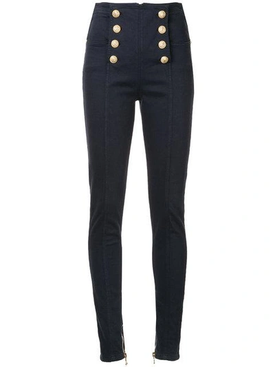 Balmain Slim Double-breasted Jeans - Blue