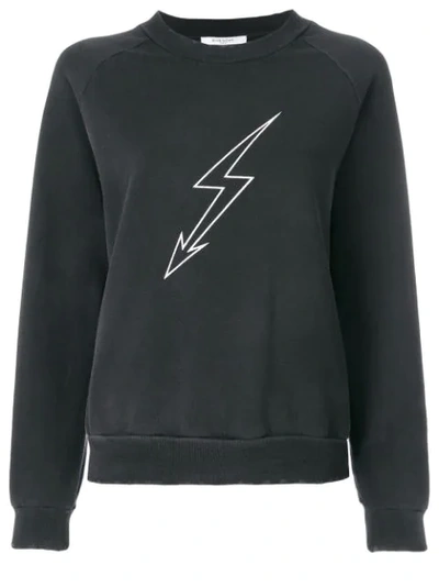 Givenchy Lightning-bolt World Tour Crewneck Jersey Sweatshirt In Black