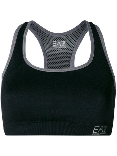 Ea7 Logo Crop Top In Black