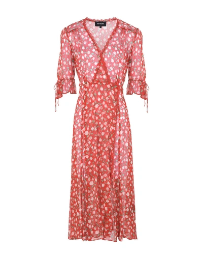 The Kooples Rosa Rosa Floral-print Midi Wrap Dress In Red