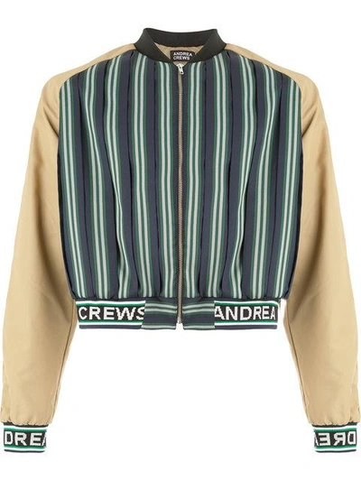 Andrea Crews Cropped Bomber Jacket In Green