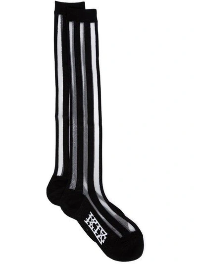 Ktz Striped Knee High Socks In Black