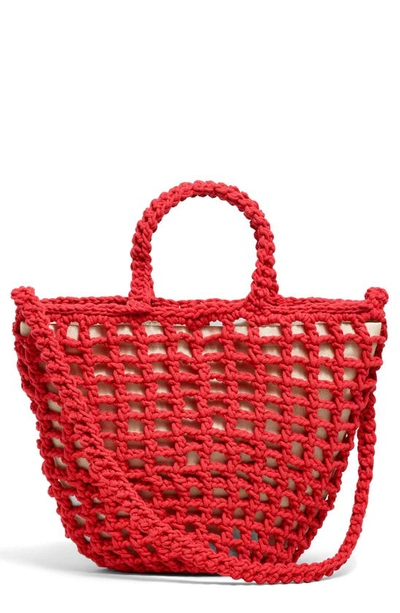 Madewell The Crocheted Shoulder Bag In Bright Poppy