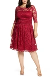 Kiyonna Luna Lace A-line Dress In Rose Wine