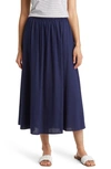 Caslon Linen Midi Skirt In Navy Peacoat