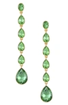 Ettika Teardrop Crystal Linear Earrings In Peridot