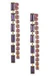 Ettika Crystal Linear Drop Earrings In Purple