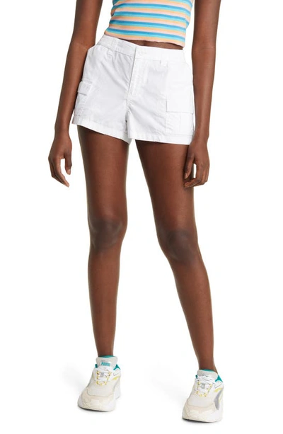 Bp. Washed Cargo Midi Shorts In White Brilliant