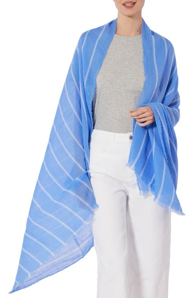 Vince Stripe Cotton Gauze Scarf In Aria White