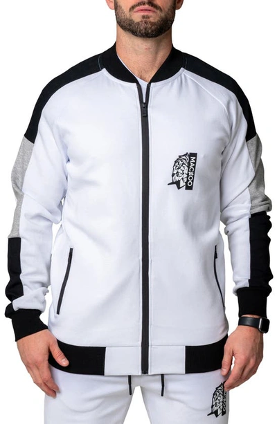 Maceoo Legendary Stretch Cotton Zip-up Jacket In White